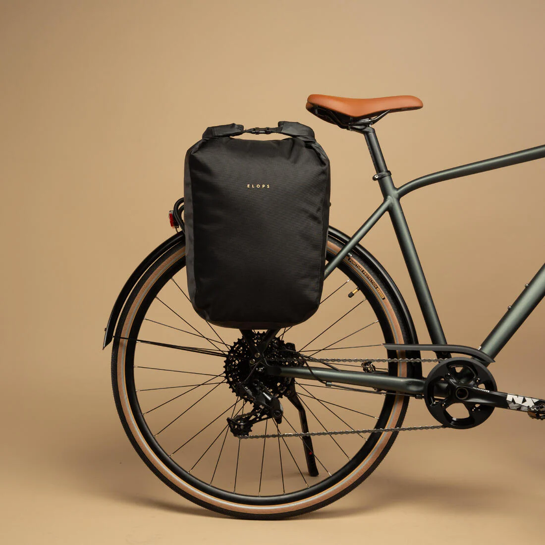 Alforjas bicicleta 20 L impermeable Elops 500 negro - Image 2