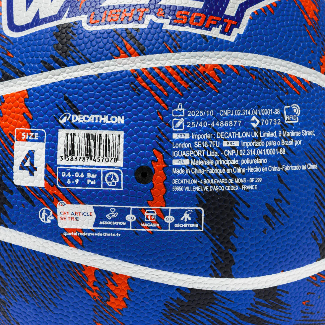 Balón de Baloncesto Tarmak K500 Aniball Niños Iniciación Rojo Azul - Image 6