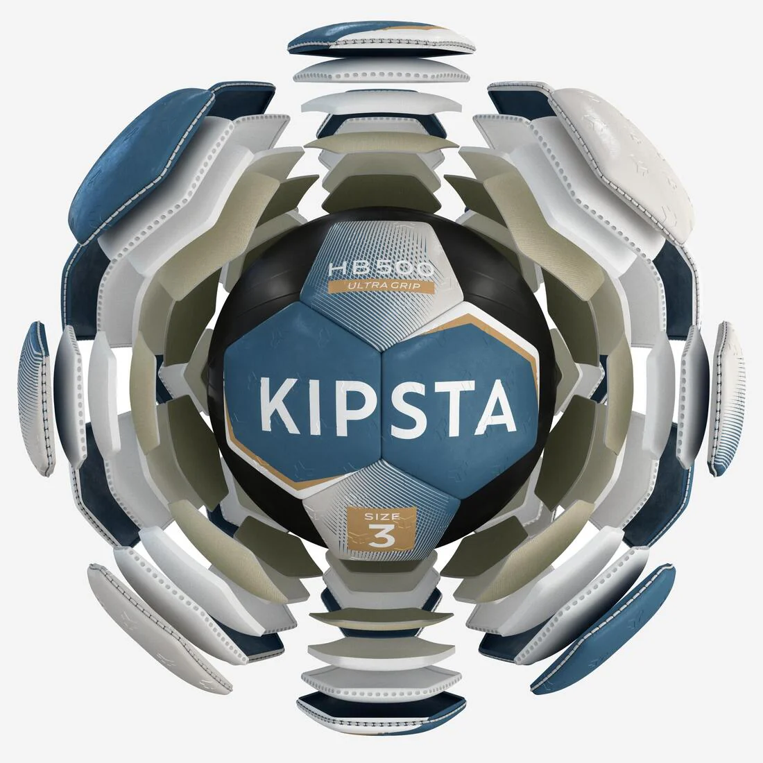 Balón de balonmano Talla 3 - HB500 Híbrido azul/gris - Image 3