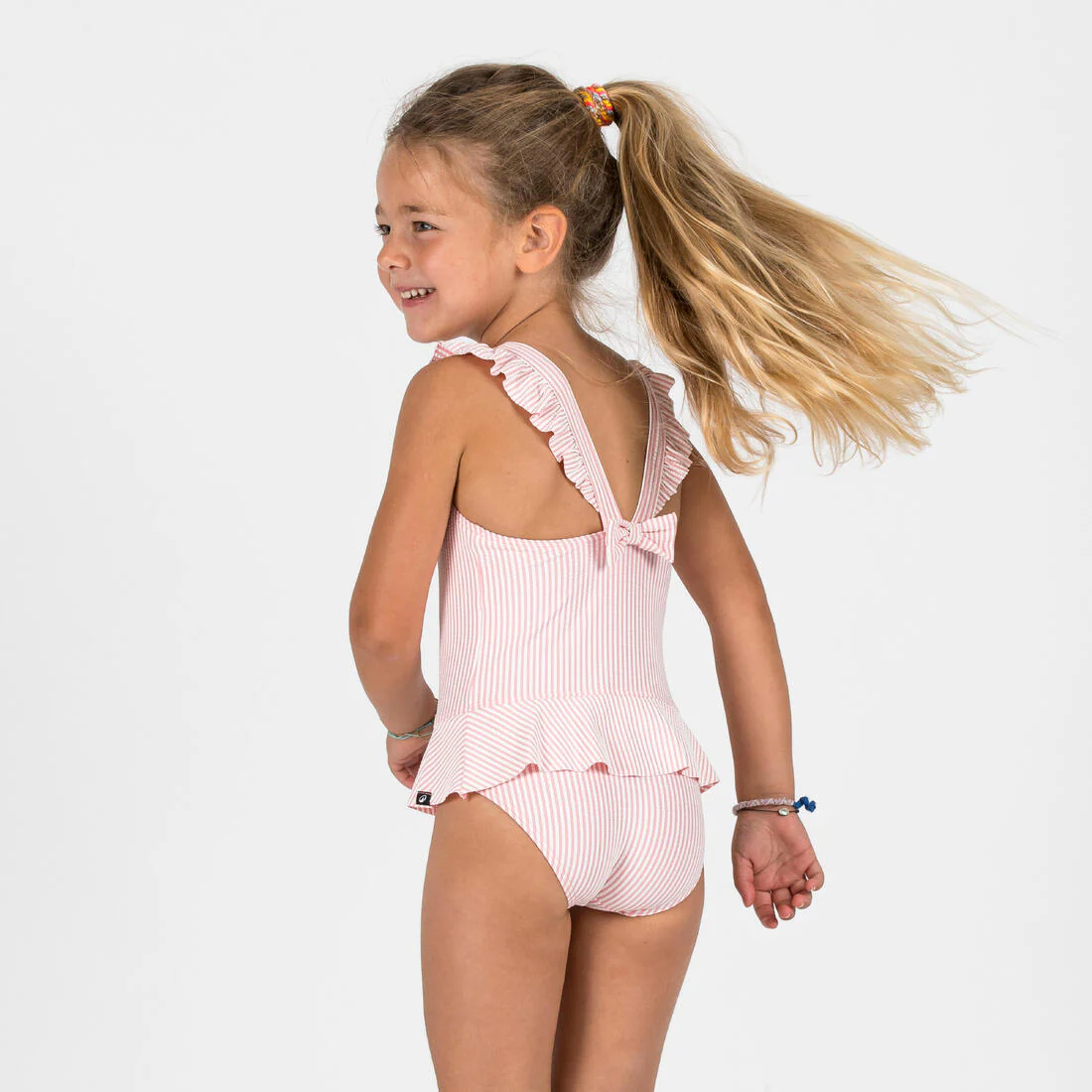 Bañador Bebé Niña Rosa Blanco Rayas Faldita - Image 4