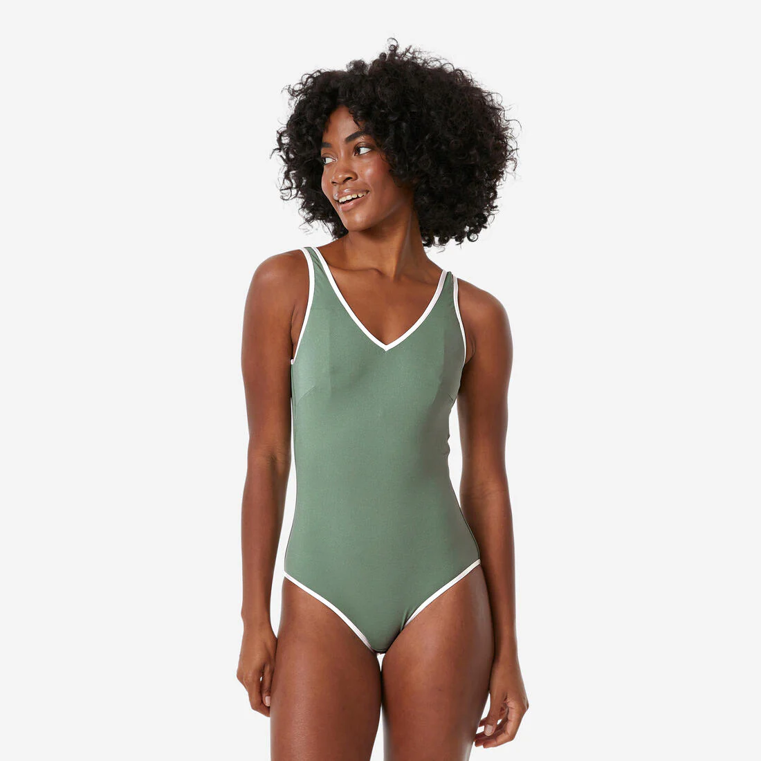 Bañador Natación Virginia Mujer Verde Salvia Brillantina Lurex