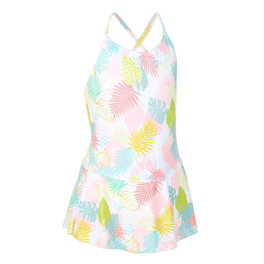 Bañador Niña natación faldita Nabaiji blanco estampado - Image 4
