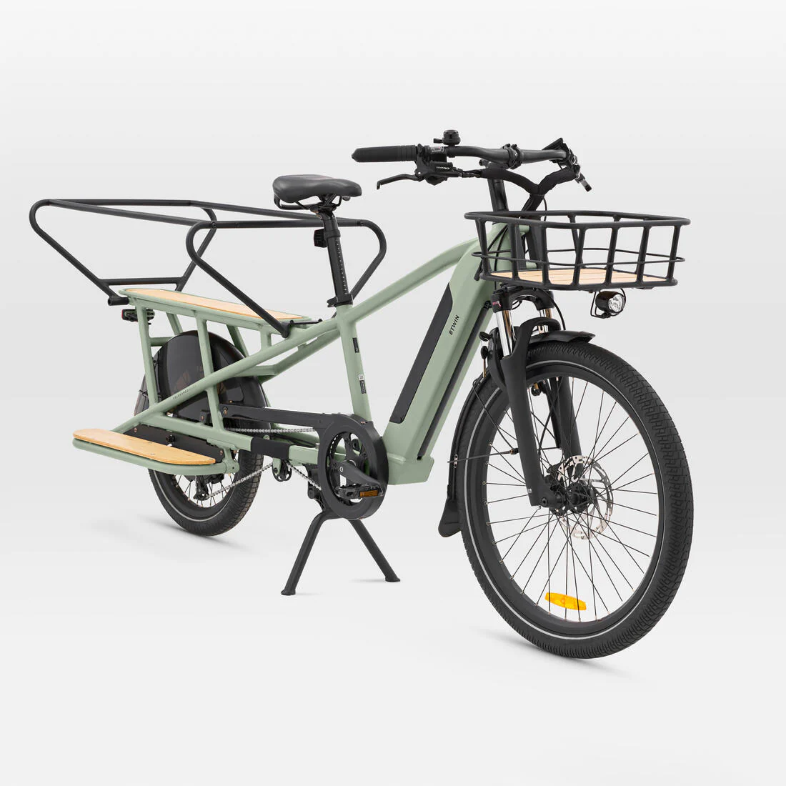 Bicicleta de carga cargobike eléctrica longtail carga trasera R500E Verde Claro - Image 12