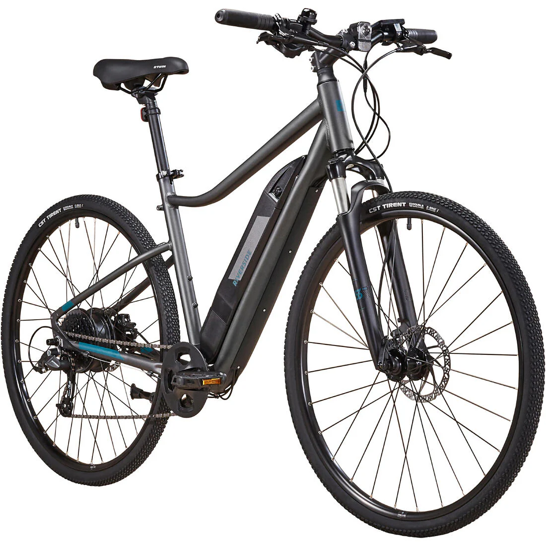 Bicicleta eléctrica de trekking aluminio monoplato 8V Riverside 500 E gris - Image 2