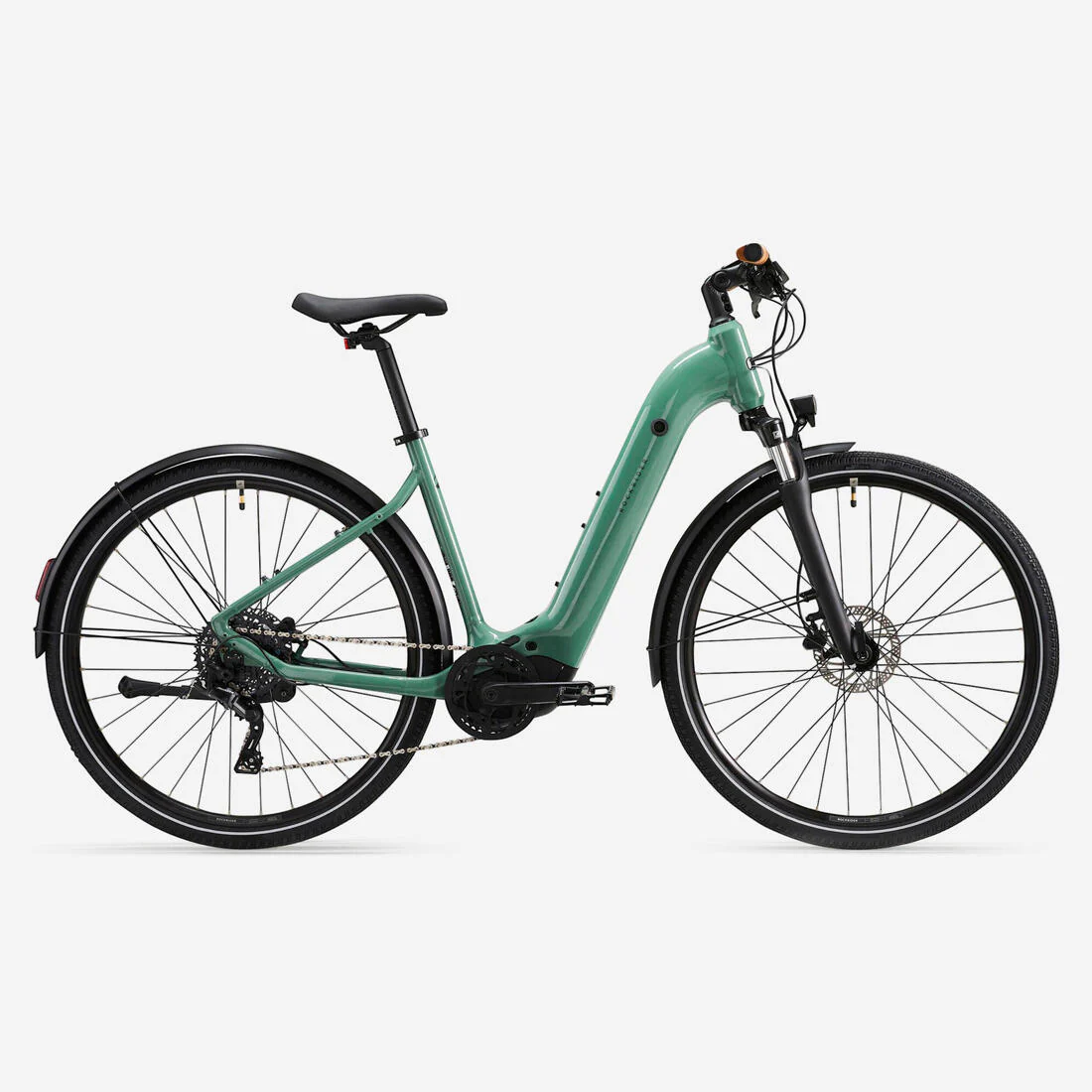 Bicicleta eléctrica trekking motor central cuadro bajo E-Actv 500 Verde