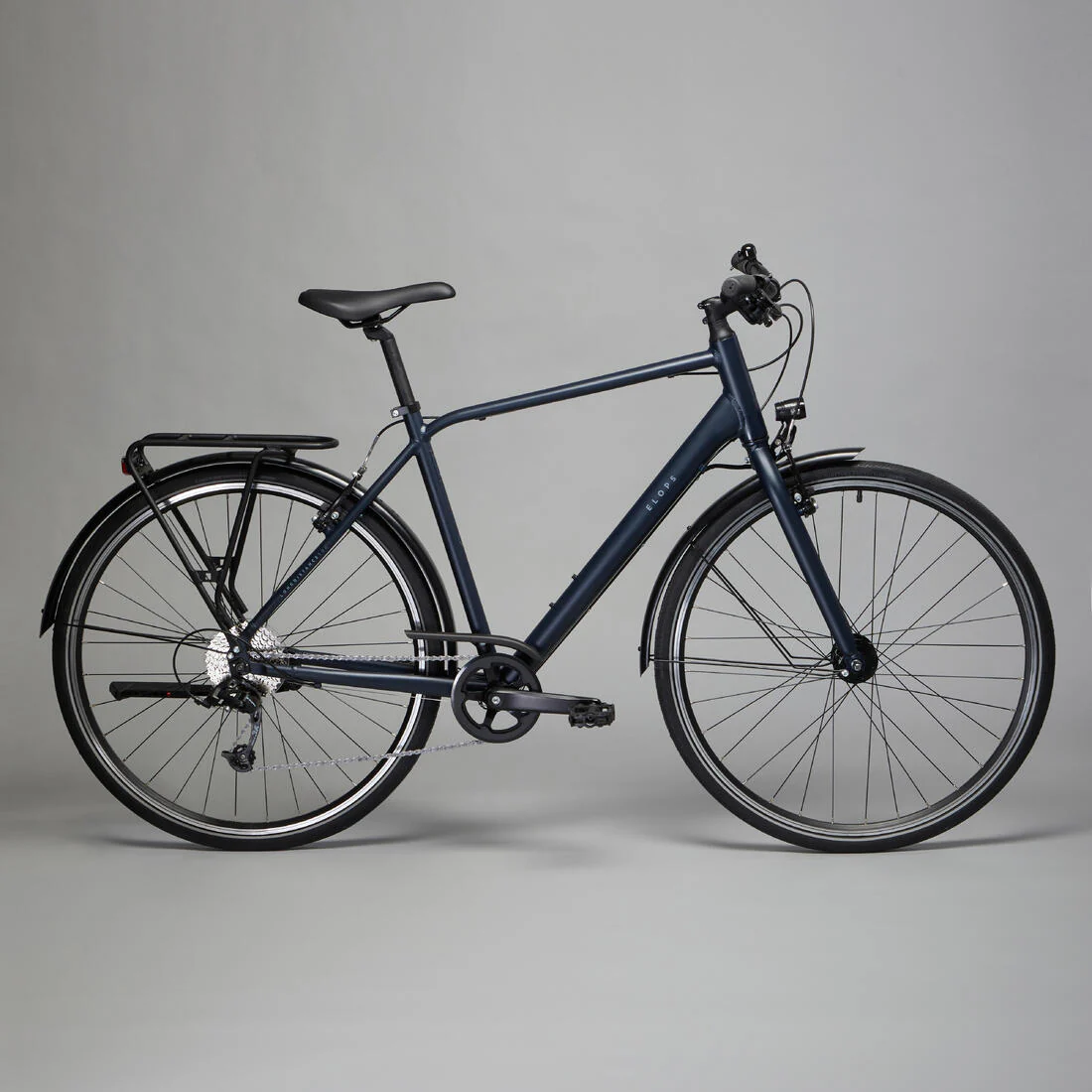 Bicicleta urbana larga distancia aluminio cuadro alto Elops 500 LD azul grisaceo - Image 28
