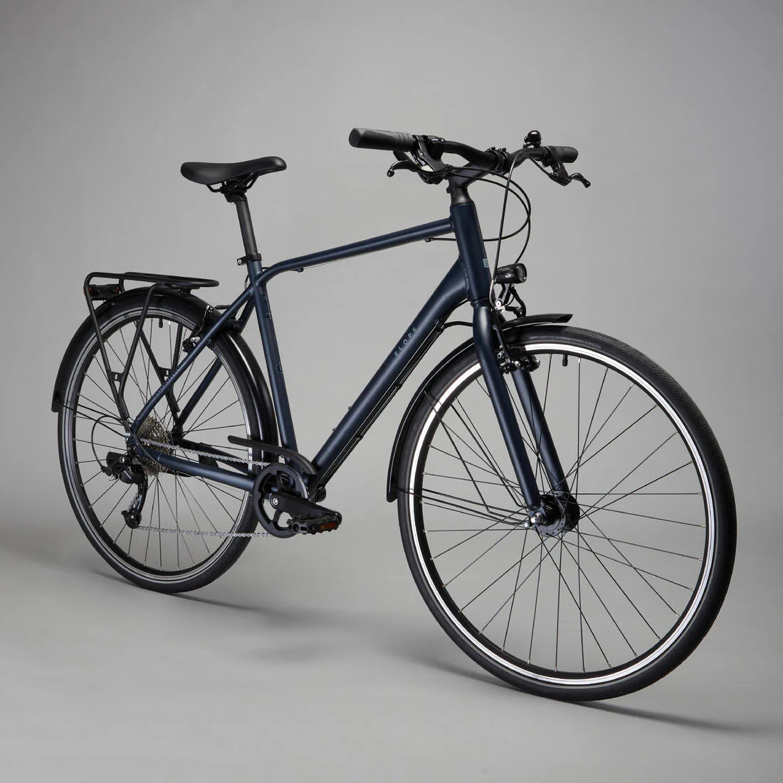 Bicicleta urbana larga distancia aluminio cuadro alto Elops 500 LD azul grisaceo - Image 8