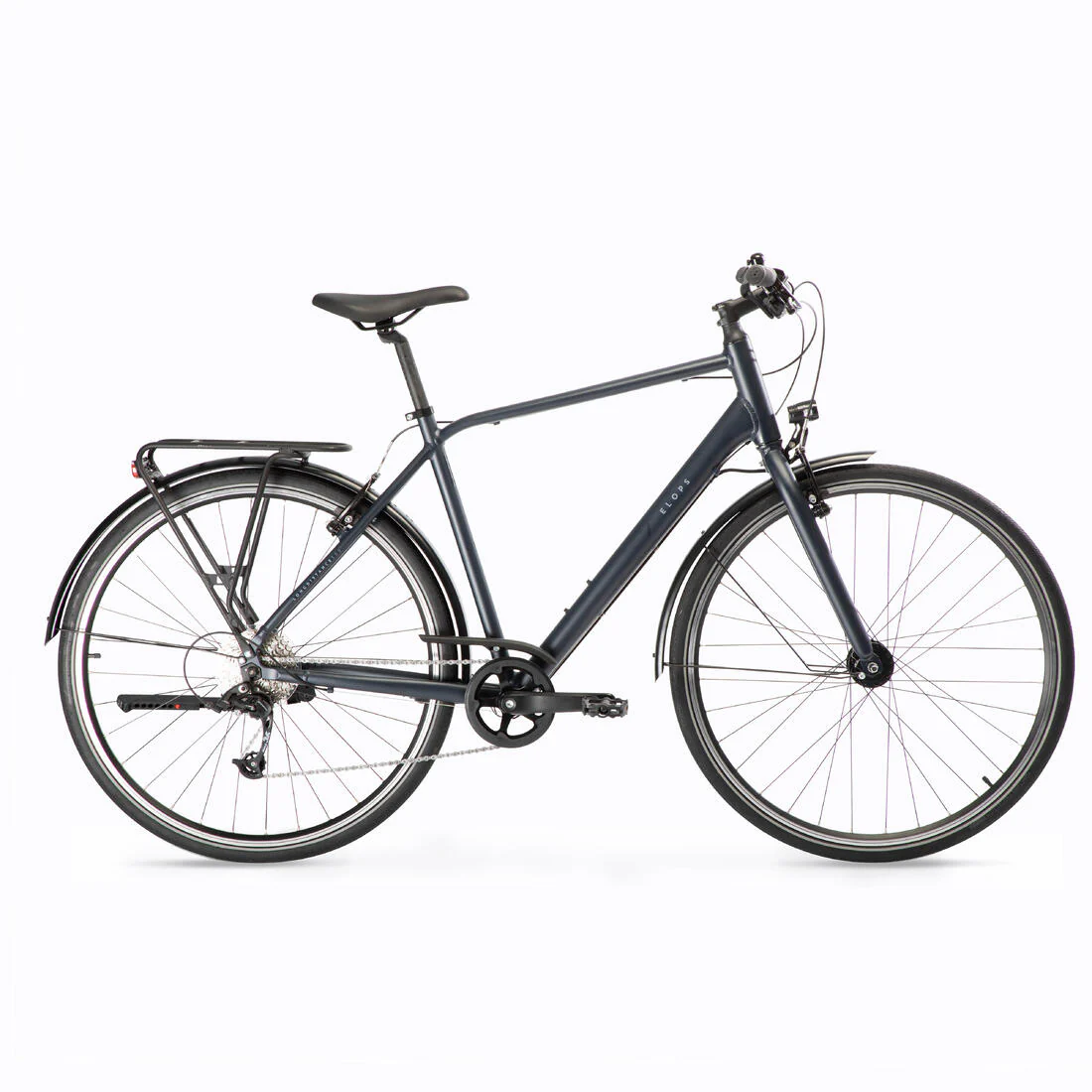 Bicicleta urbana larga distancia aluminio cuadro alto Elops 500 LD azul grisaceo - Image 9