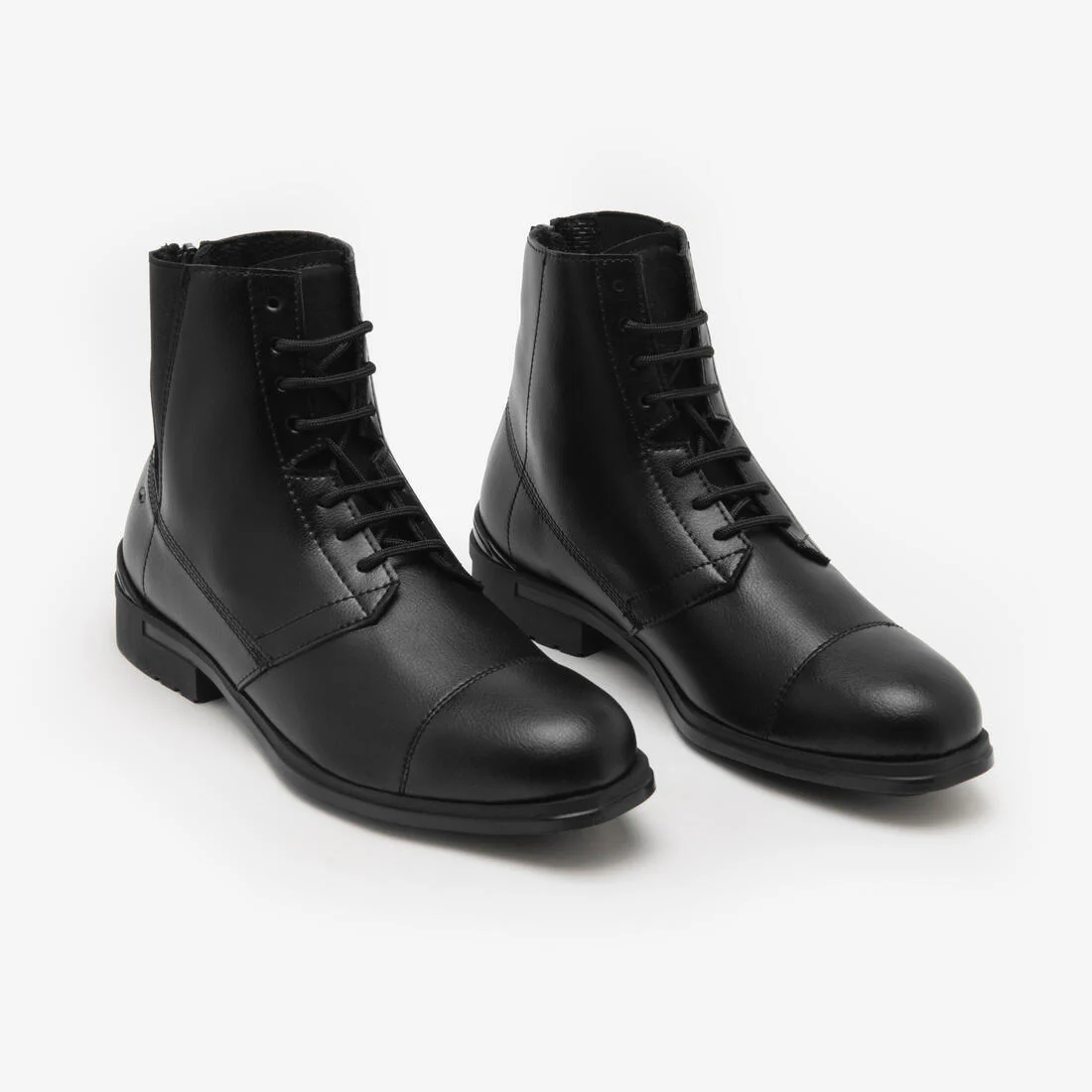 Botines Equitación 500 Negro Cordones Piel Sintética - Image 2