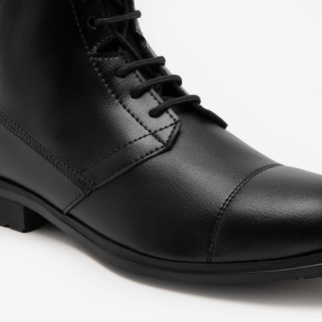 Botines Equitación 500 Negro Cordones Piel Sintética - Image 3