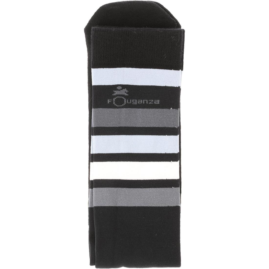 Calcetines Equitación Fouganza 100 Adulto Negro Rayas Blancas y Grises - Image 7