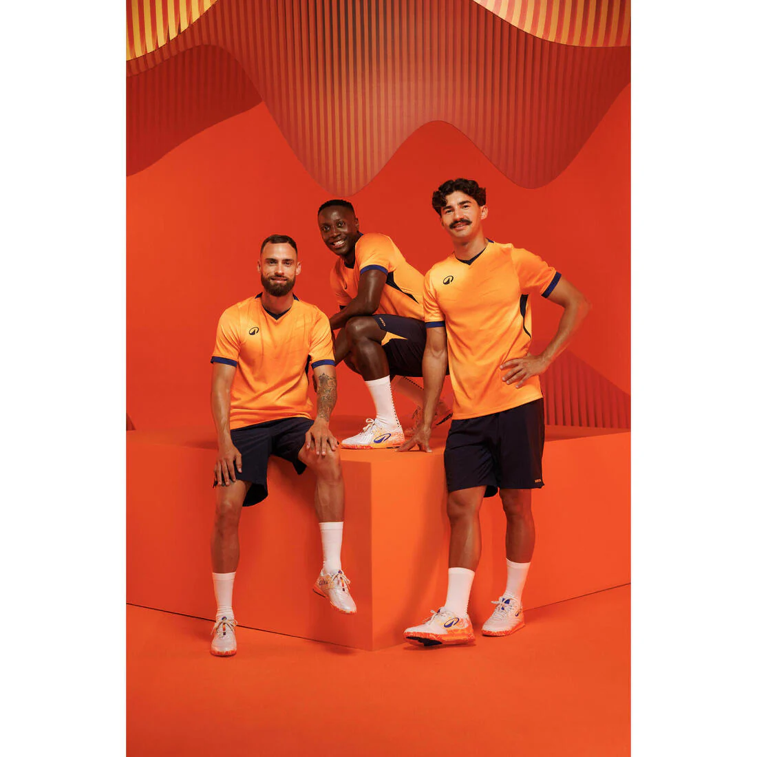 Camiseta de fútbol CLR adulto manga corta Naranja y azul marino - Image 10