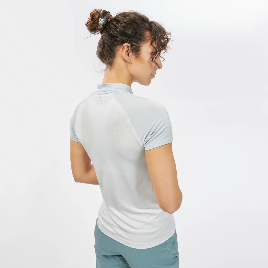 Camiseta de montaña y trekking Mujer con cremallera Quechua FH900 - Image 2