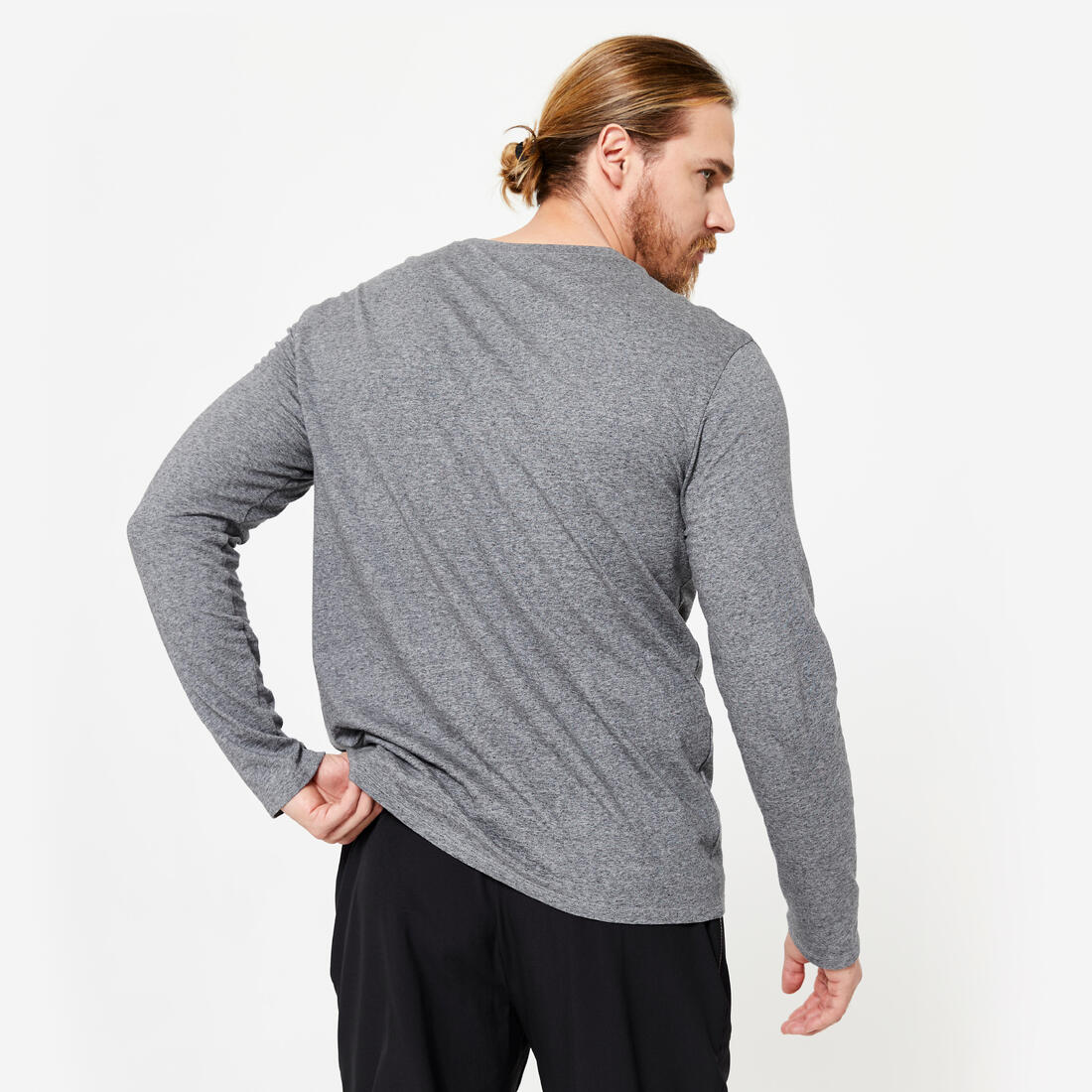 Camiseta manga larga fitness 100% algodón Hombre Domyos - Image 7