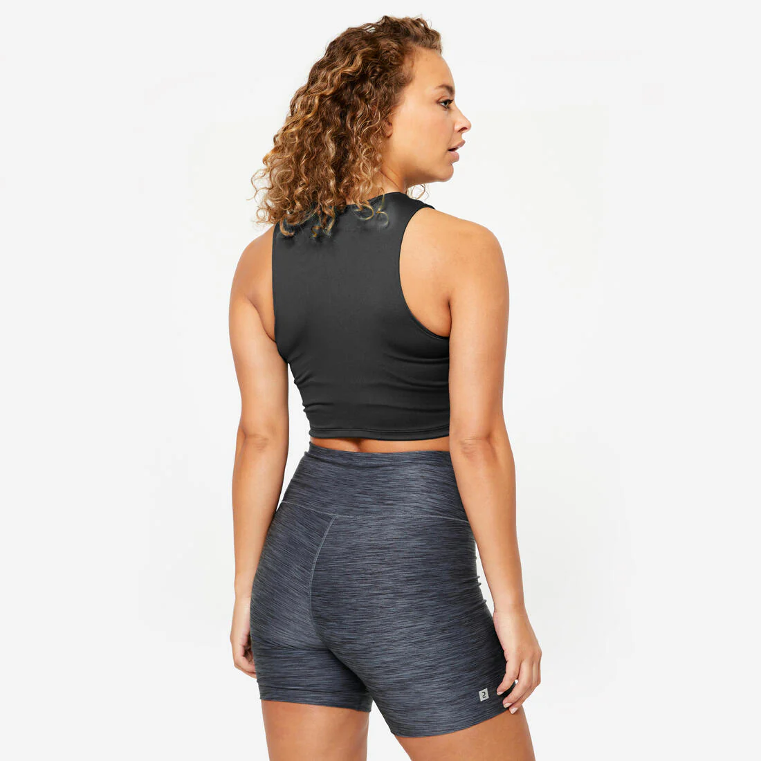Camiseta Fitness tirantes crop top Mujer Domyos 100 negro - Image 4