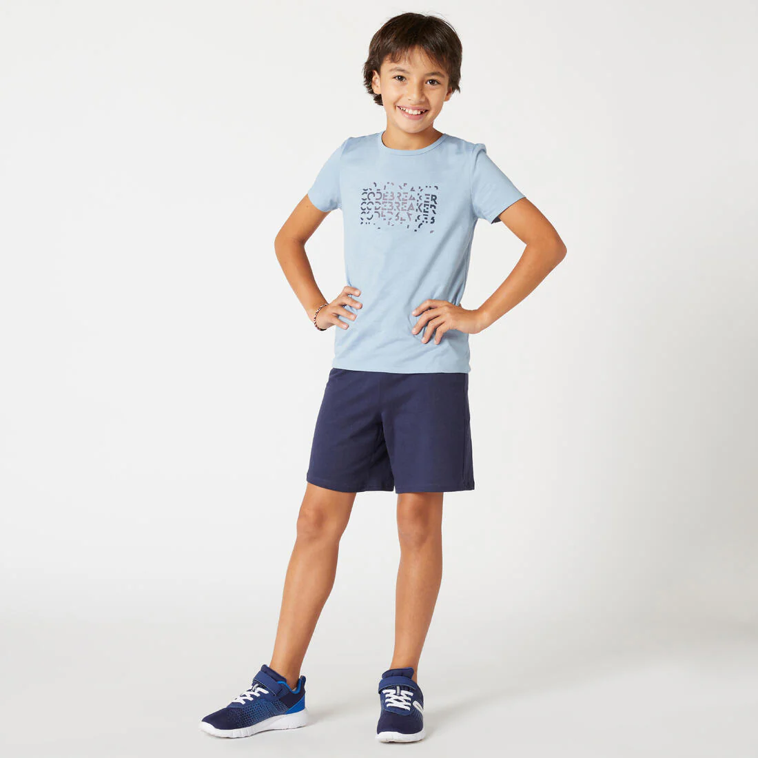 Camiseta gimnasia manga corta básica algodón Niños Domyos azul - Image 3