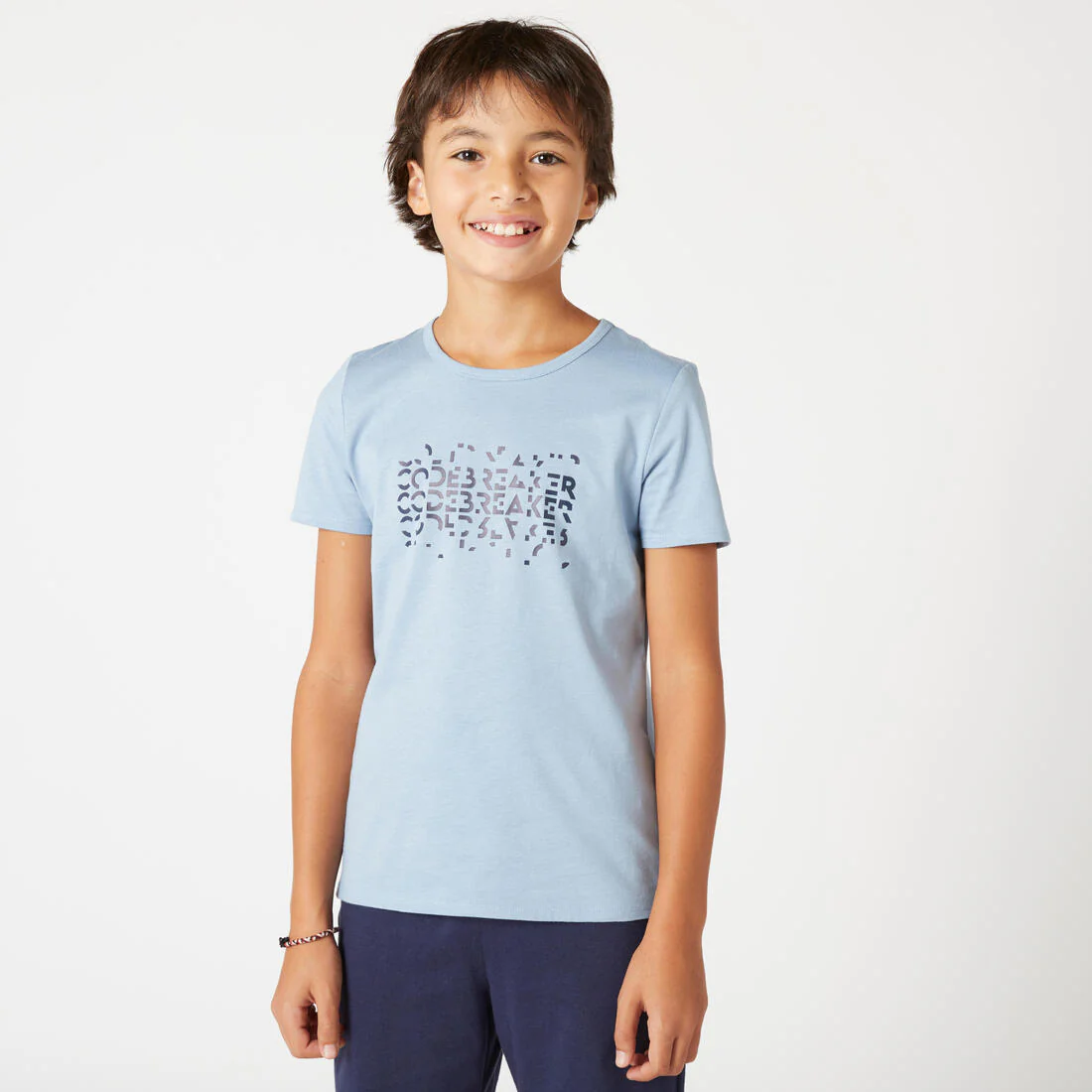 Camiseta gimnasia manga corta básica algodón Niños Domyos azul - Image 5