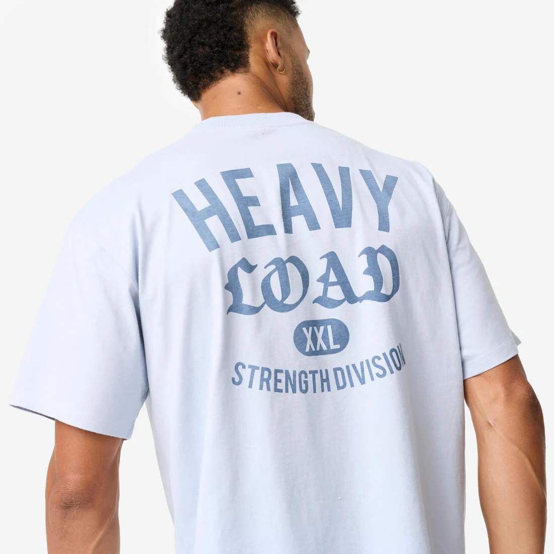 Camiseta manga corta Musculación corte ancho Hombre azul claro - Image 3