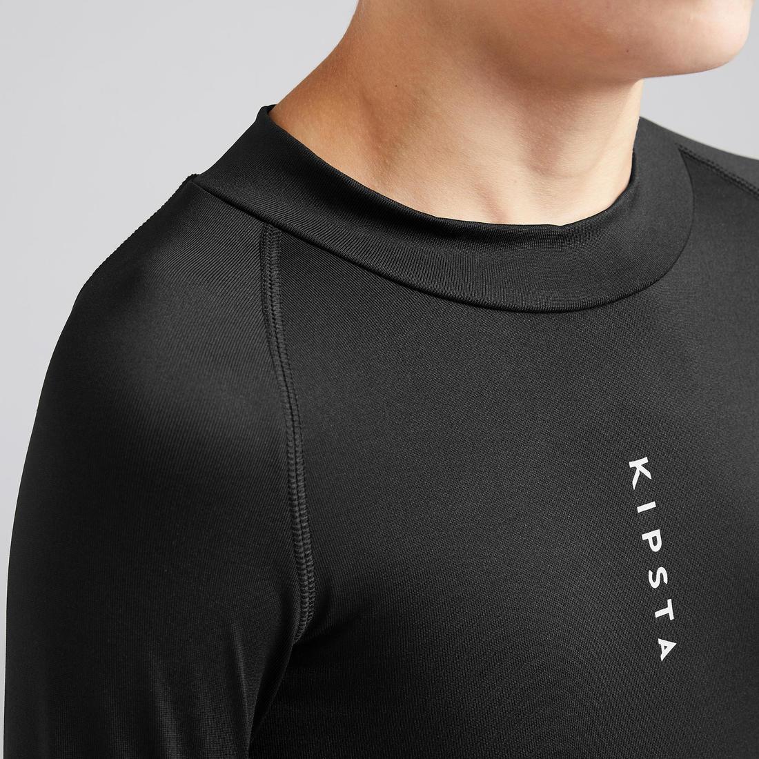 Camiseta térmica de fútbol manga larga Niño Kipsta Keepcomfort 100 negro - Image 4