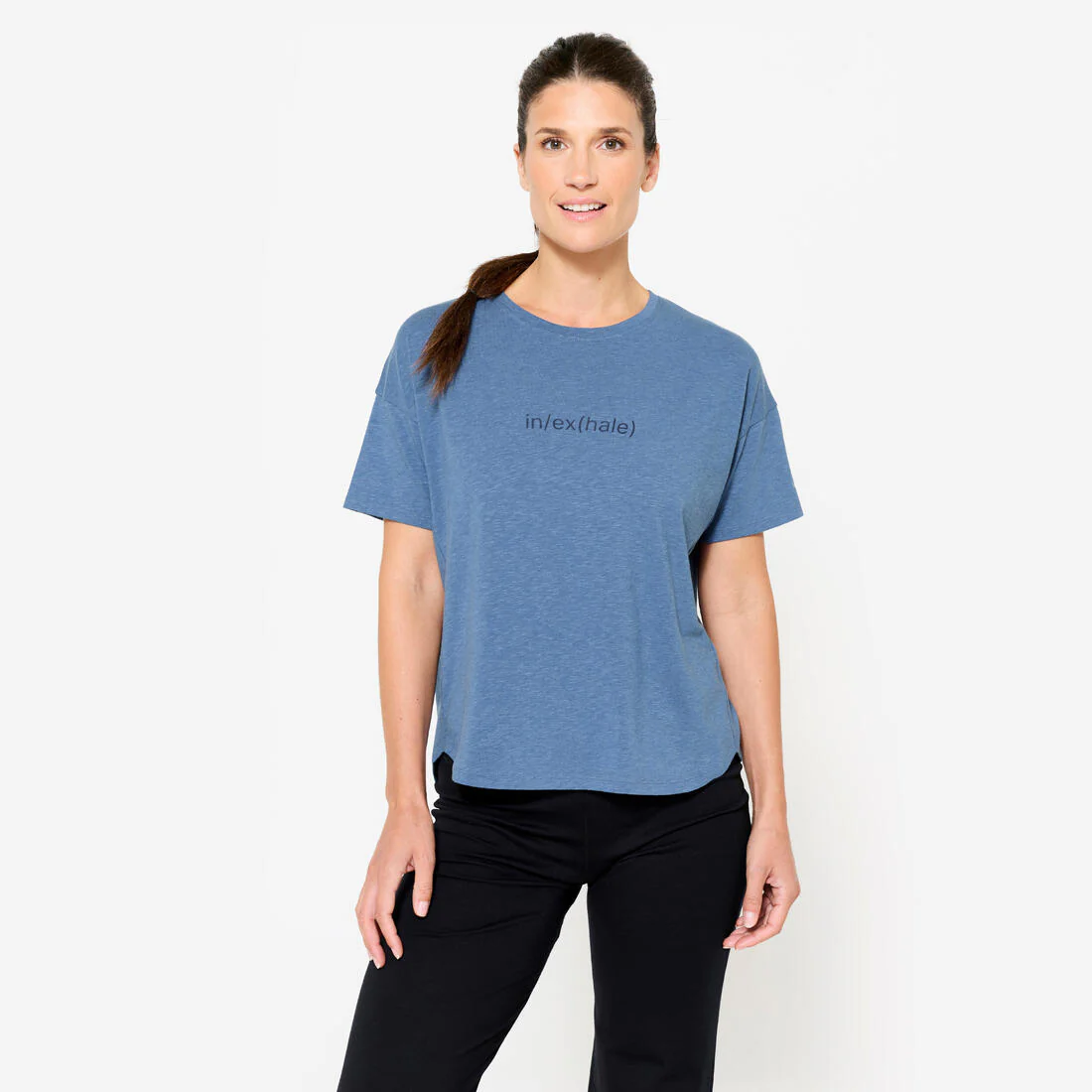 Camiseta Yoga Mujer Azul Manga Corta