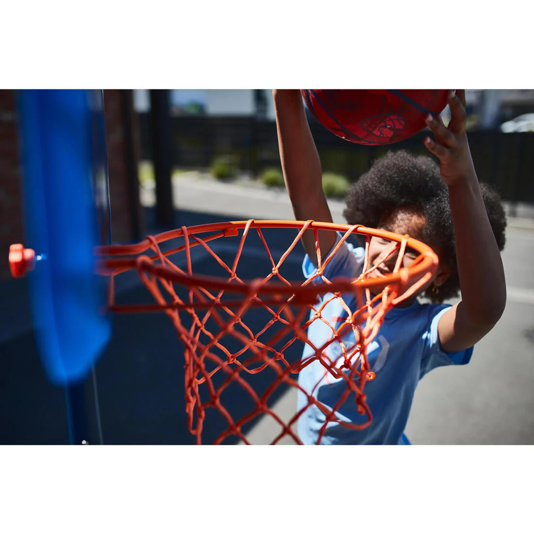 Canasta de baloncesto niño ajustable con pie de 1,30 - 1,60m - K500 Aniball azul - Image 13