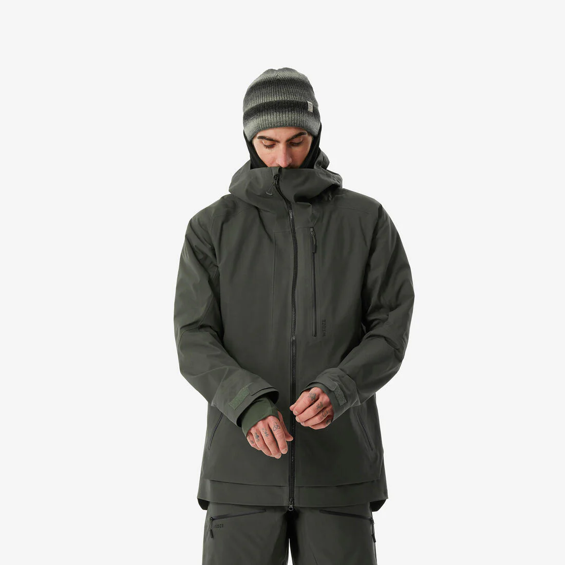 Chaqueta de esquí cálida y transpirable hombre, FR 500 verde oscuro
