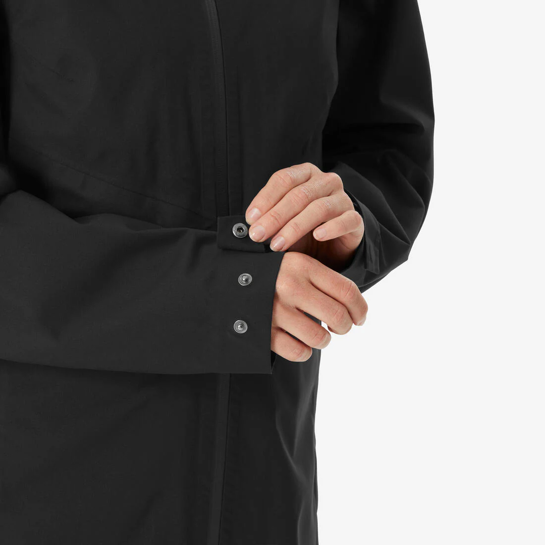 Chaqueta impermeable de montaña y trekking ligera larga mujer MH100  negro - Image 5