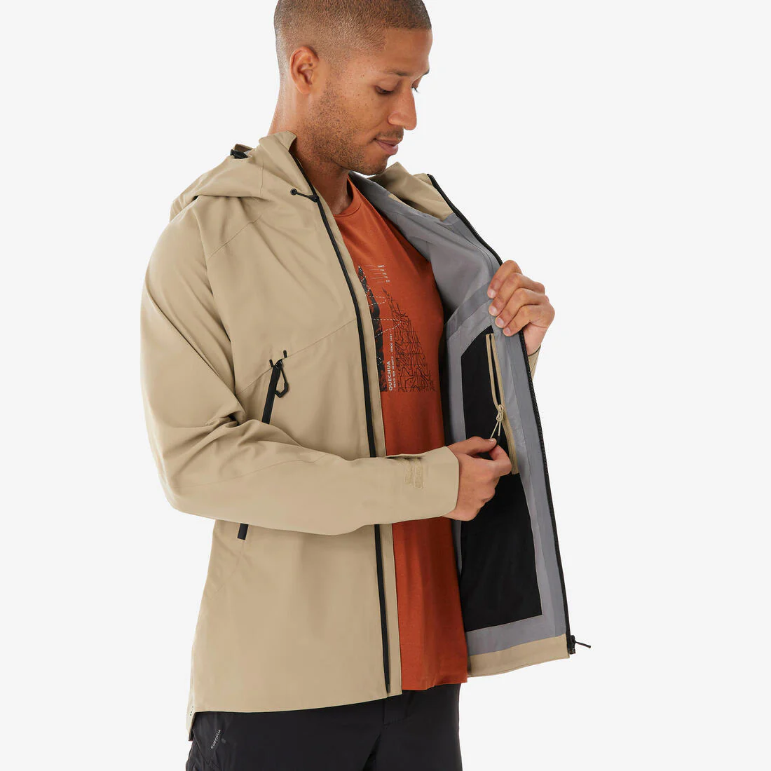Chaqueta impermeable de montaña y trekking con capucha Hombre Quechua MH500 - Image 6