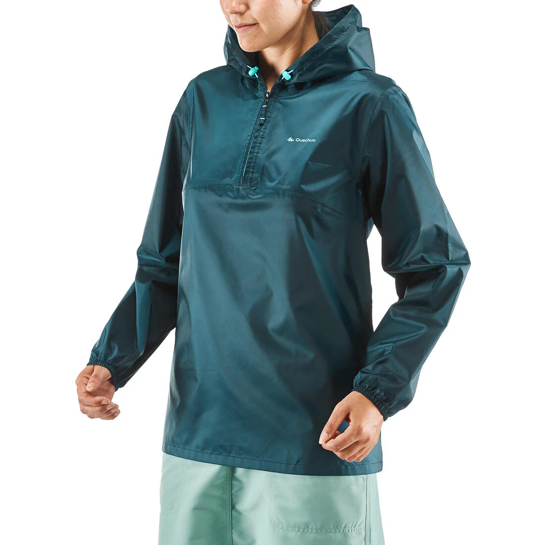 Chubasquero de montaña y trekking media cremallera Mujer Quechua Raincut - Image 3