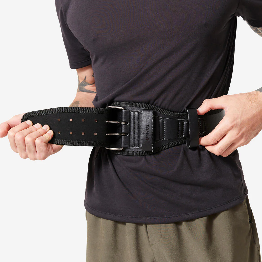 Cinturón Lumbar Musculación Negro Piel Resistente - Image 2