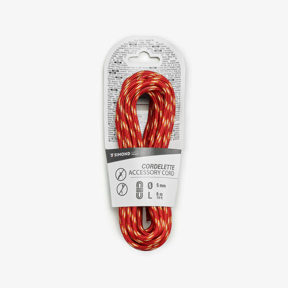 Cordino Escalada y Alpinismo 5 mm x 6 m - Rojo