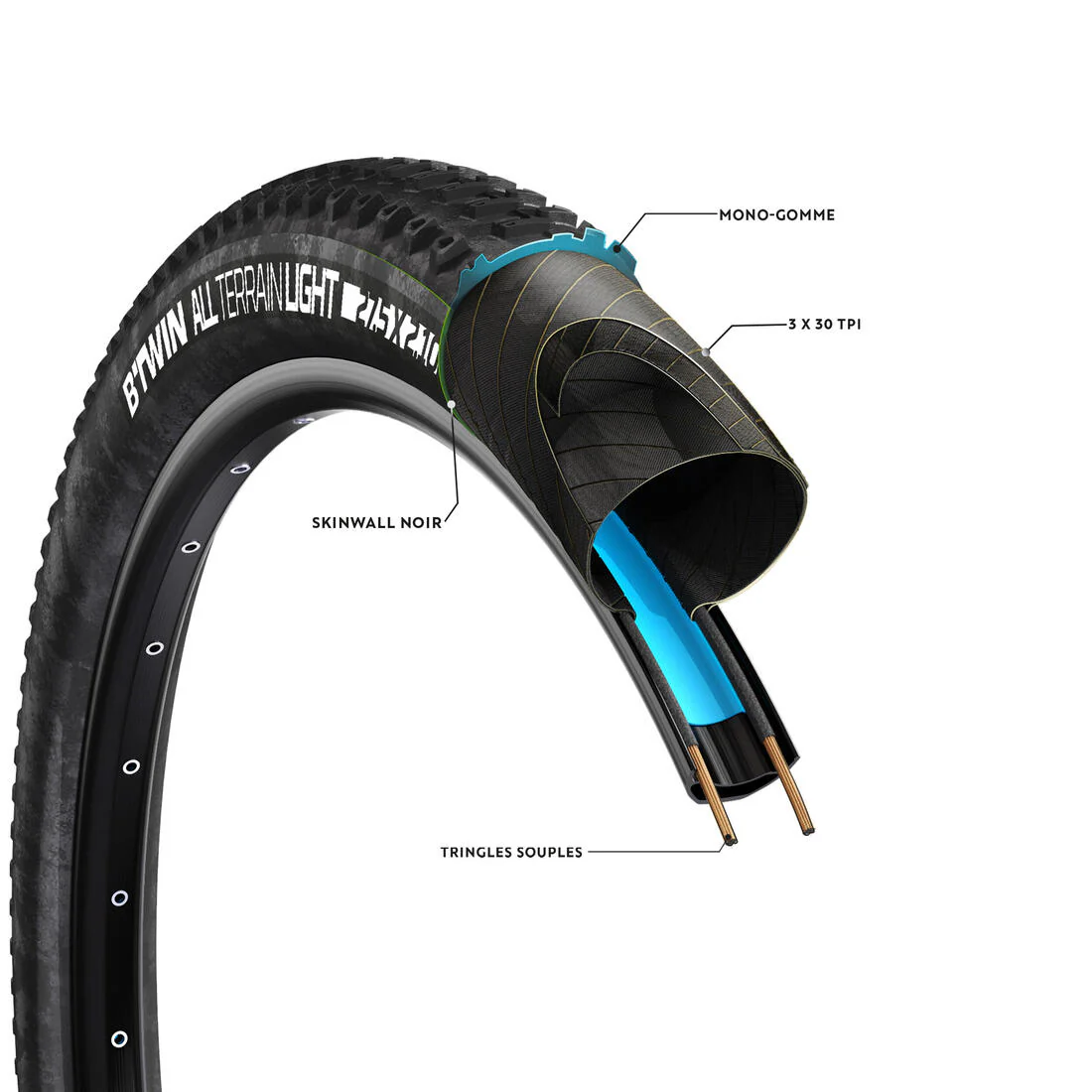 CUBIERTA BICICLETA DE MONTAÑA ALL TERRAIN 9 SPEED 27,5 x 2.10 TUBELESS READY - Image 3