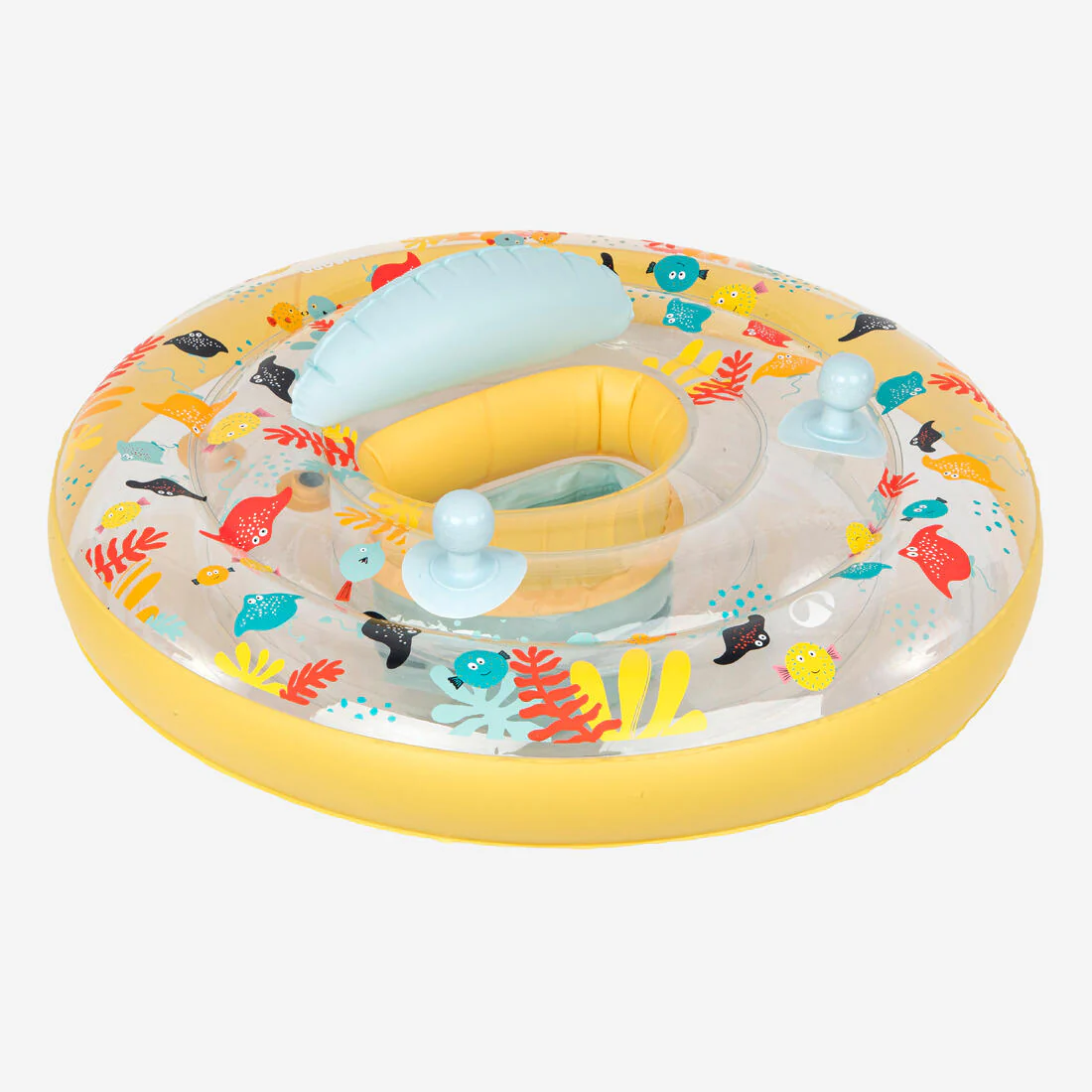 Flotador-Asiento Piscina Bebés 7-15 kg Amarillo Estampado Allfish Con Asideros