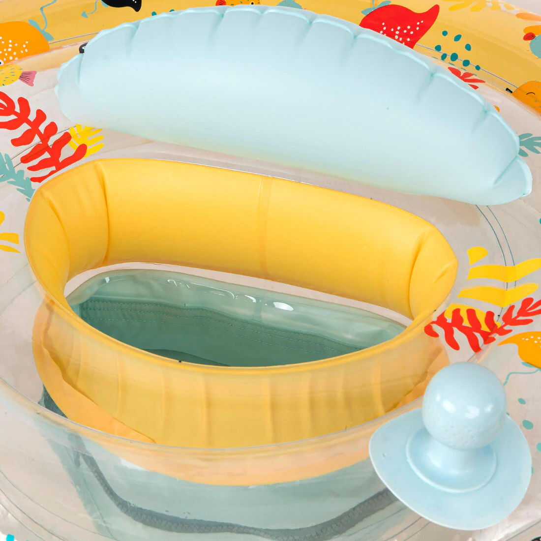 Flotador-Asiento Piscina Bebés 7-15 kg Amarillo Estampado Allfish Con Asideros - Image 5