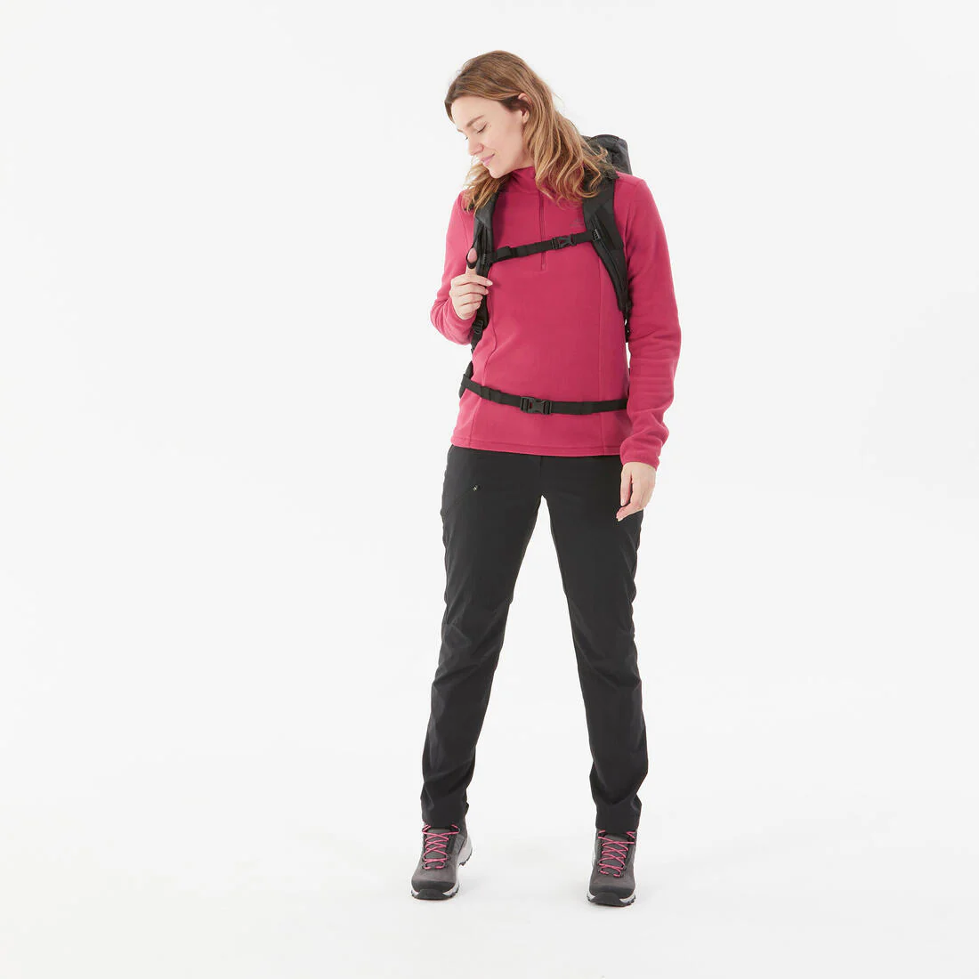Forro polar de montaña y trekking media cremallera Mujer Quechua MH100 - Image 3