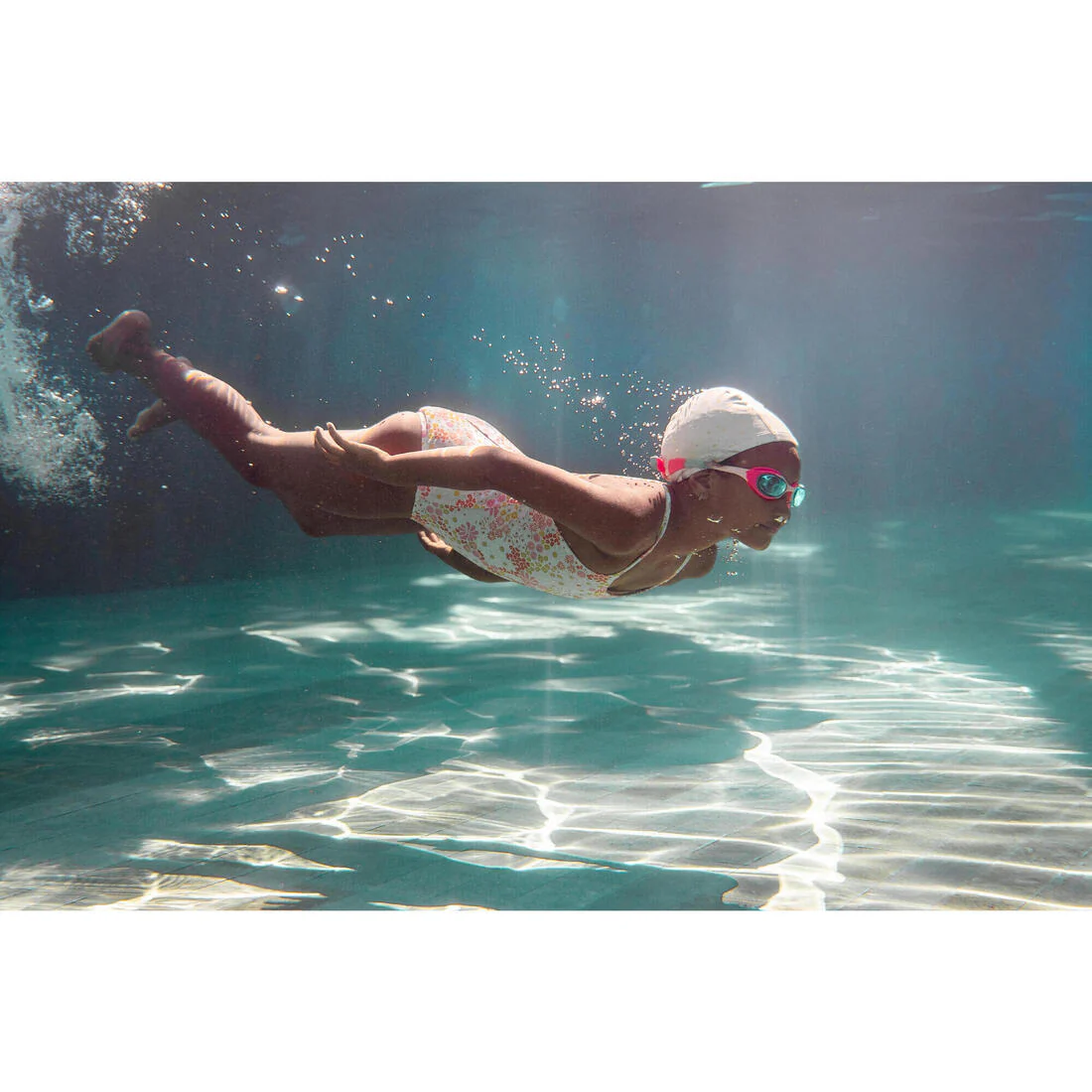 Gorro de Natación tela niños revestido silicona  Blanco estampado estrellas - Image 8