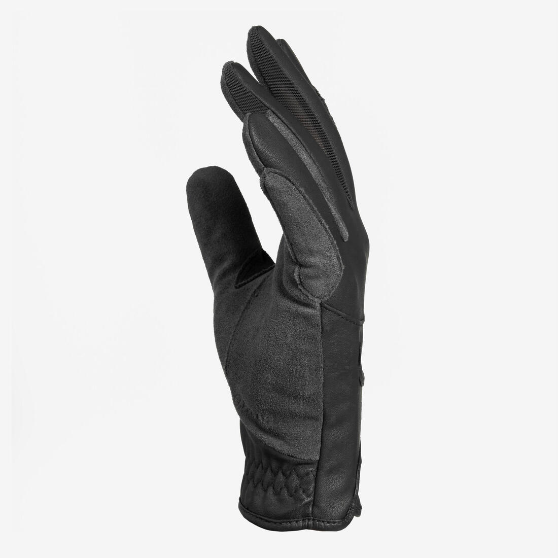 Guantes equitación fouganza 500 niños negro y gris - Image 3