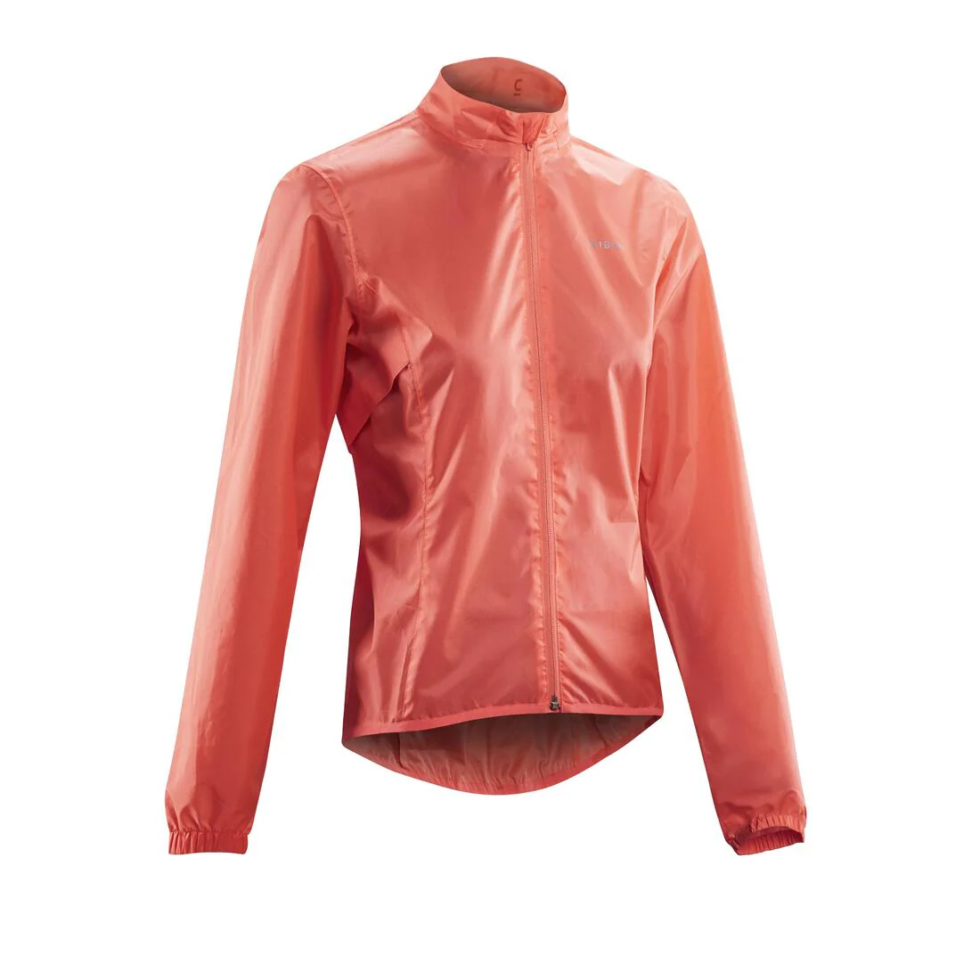 impermeable ciclismo 100 mujer rojo coral - Image 2