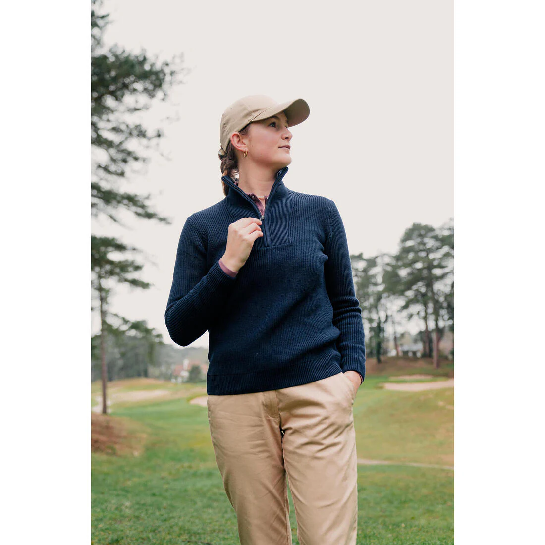 Jersey de golf con cremallera mujer, MW500  marino - Image 6