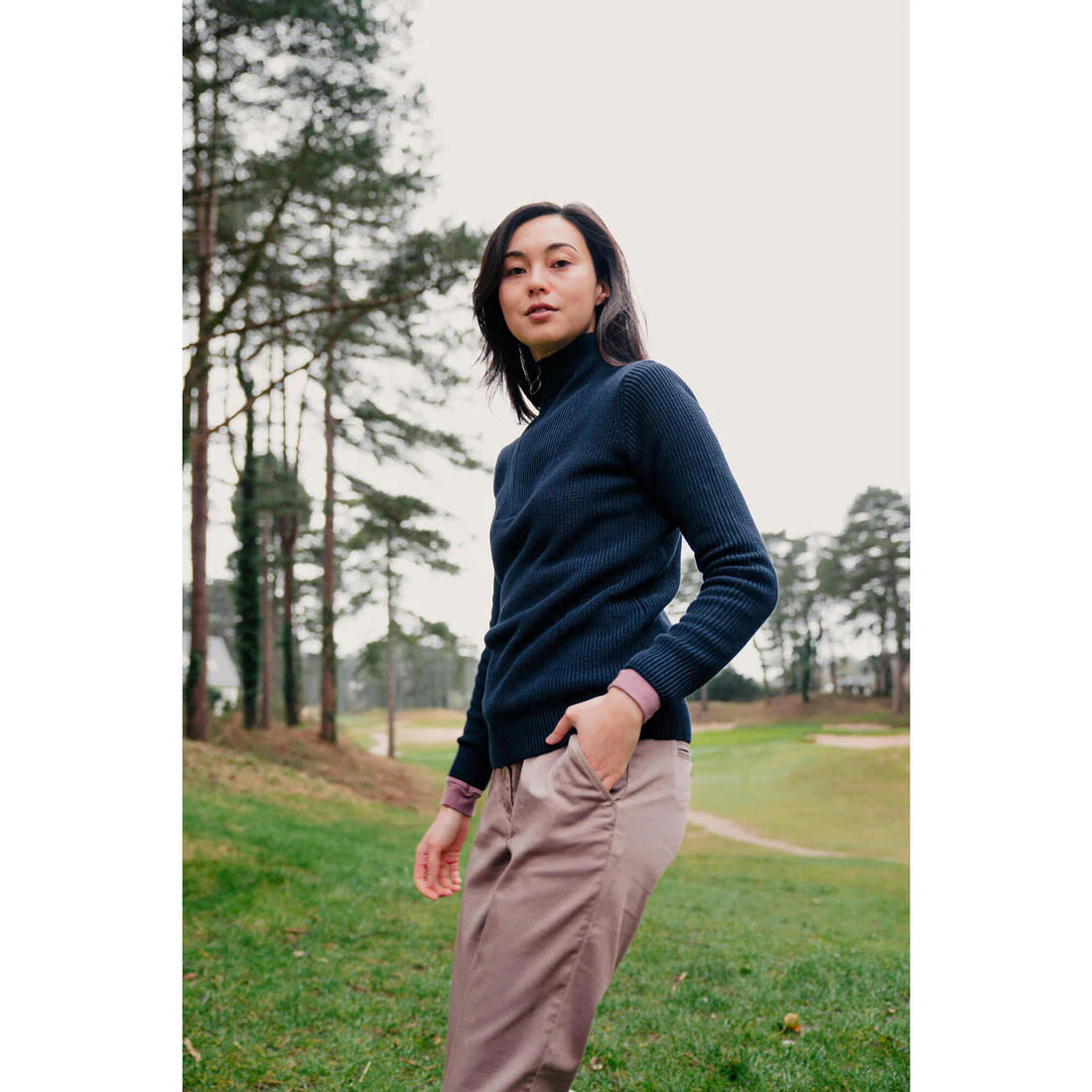 Jersey de golf con cremallera mujer, MW500  marino - Image 8