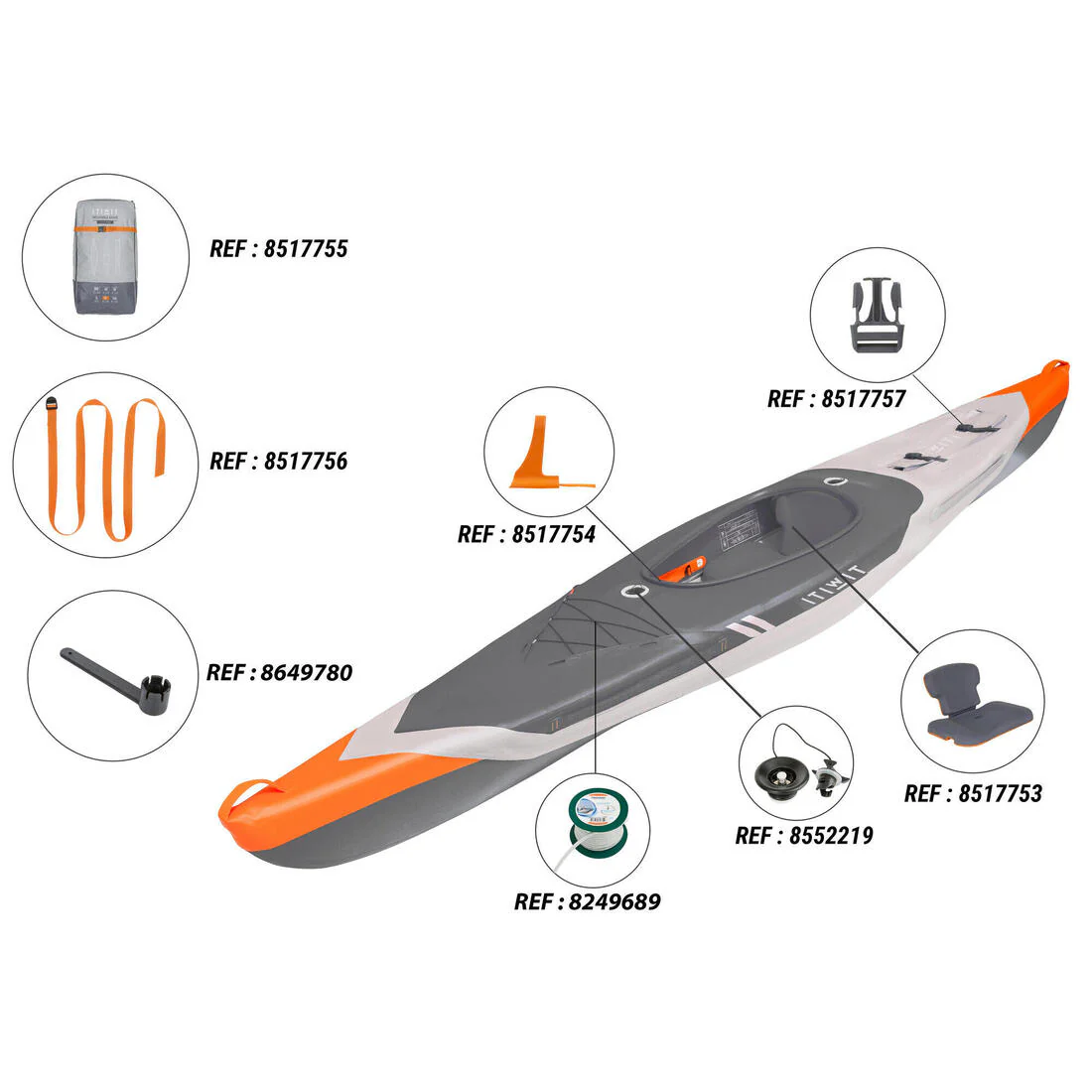 Kayak Hinchable Itiwit Drop Stitch alta presión Strenfit X500 1plaza Piragüismo. - Image 3