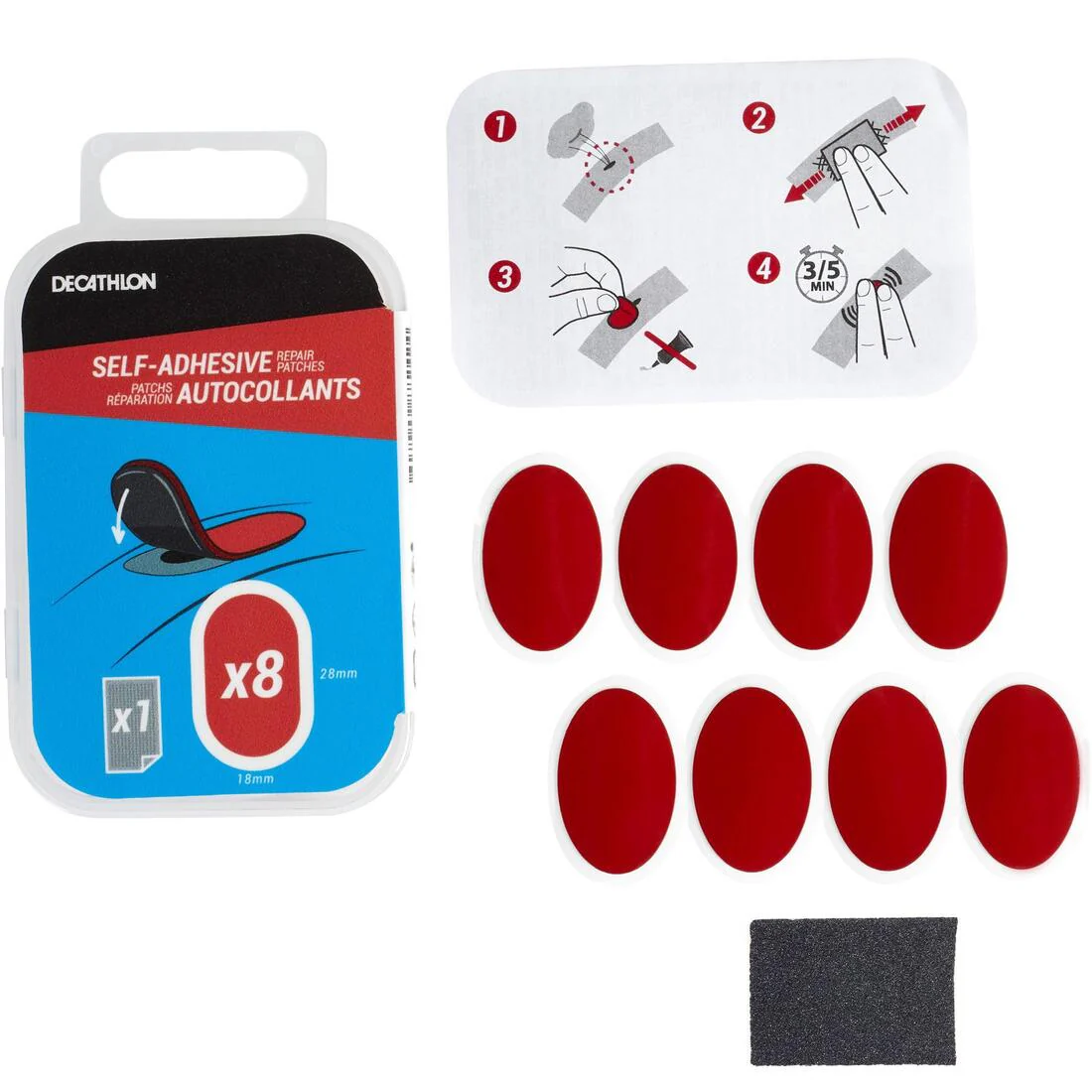 KIT REPARACIÓN PINCHAZOS CÁMARA DE AIRE PARA BICICLETA AUTOADHESIVOS 8 PARCHES - Image 2