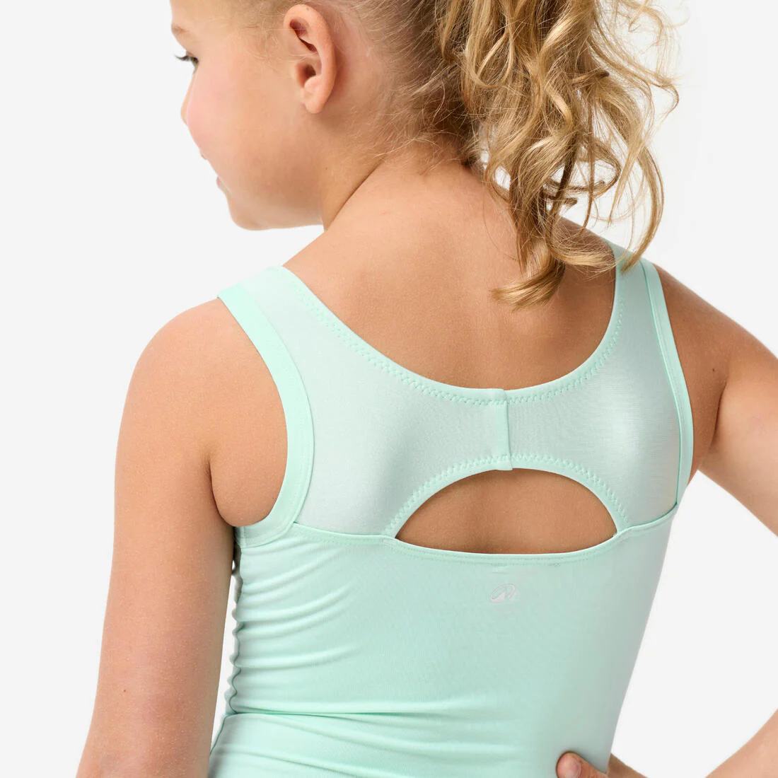 Maillot Gimnasia Niña Verde Pastel Cuello Redondo - Image 3