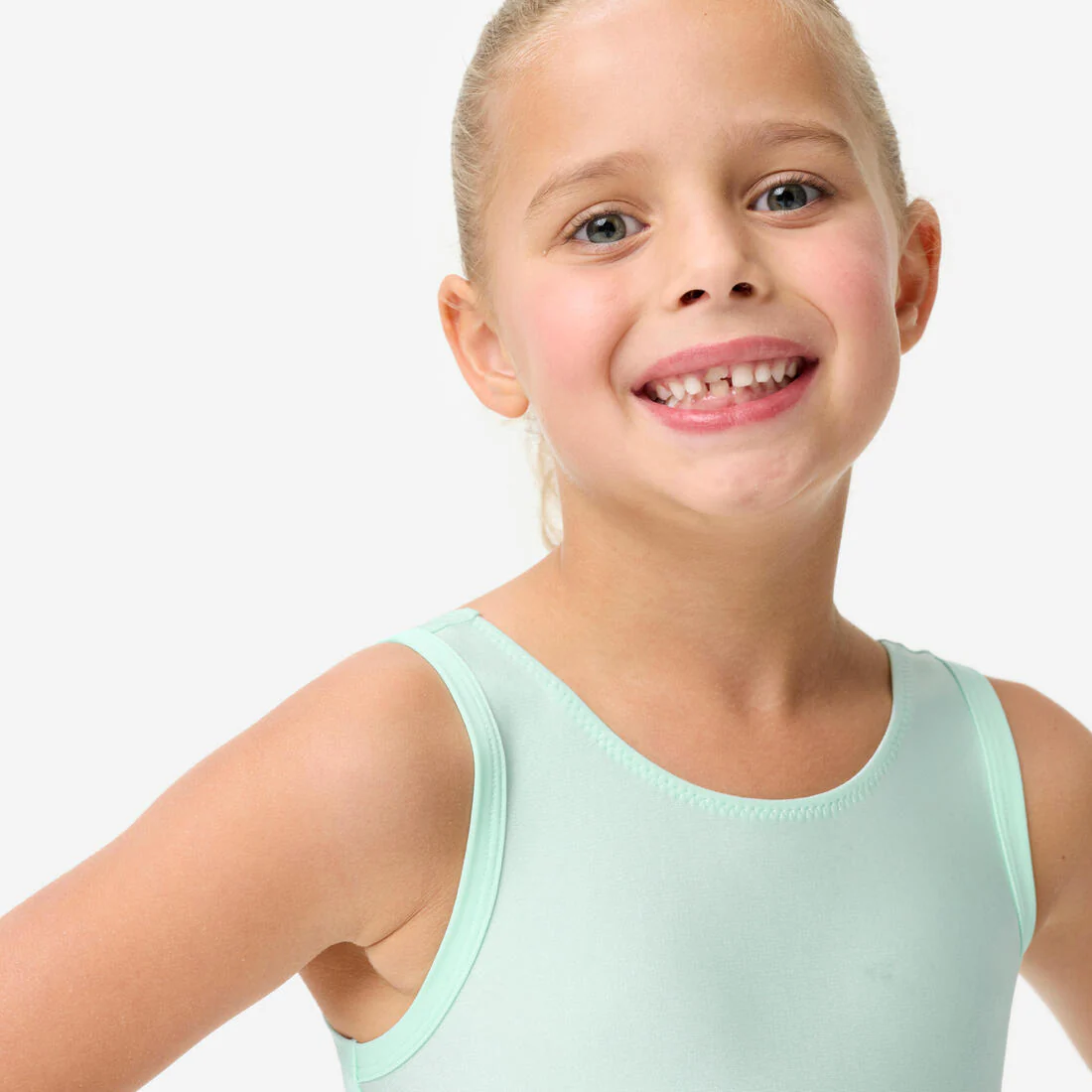 Maillot Gimnasia Niña Verde Pastel Cuello Redondo - Image 5
