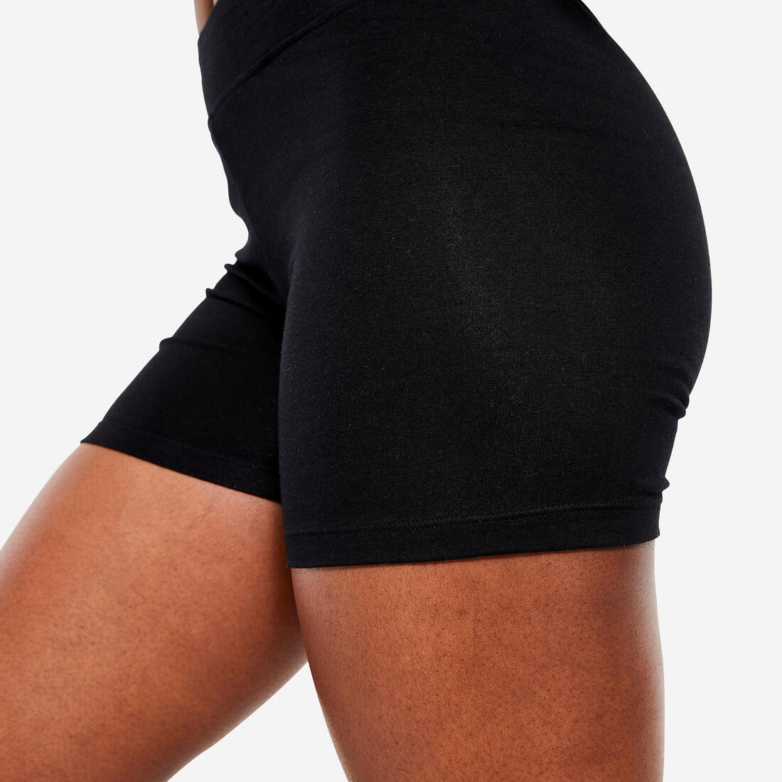 Malla corta fitness hot pant algodón Mujer Domyos negro - Image 5
