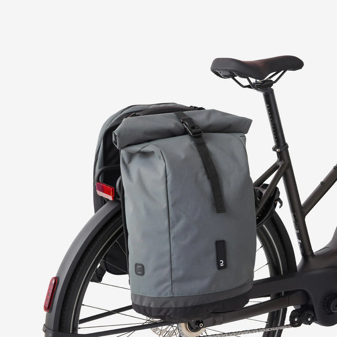 Mochila/Alforja Doble Para Portaequipajes Bici Verde Gris 27 Litros - Image 2