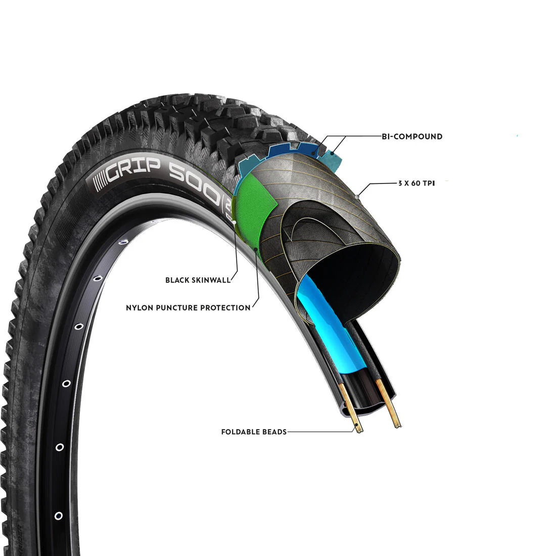 Neumático MTB Rockrider Grip 500 27,5'x2,4 - Image 4