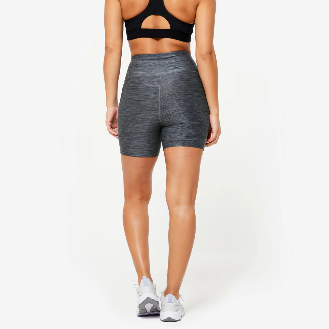 Pantalón Corto Cardio Training Mujer Gris Jaspeado Ajustado - Image 4