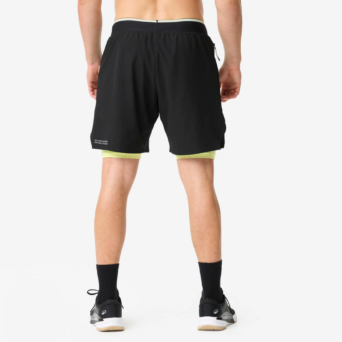 Pantalón Corto Cross Training Hombre Negro-Amarillo Celliant Transpirable Ligero - Image 5