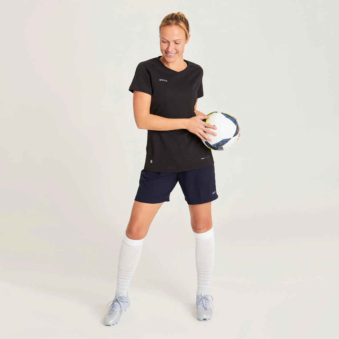 Pantalón Corto Fútbol Mujer Kipsta F500 Negro - Image 3